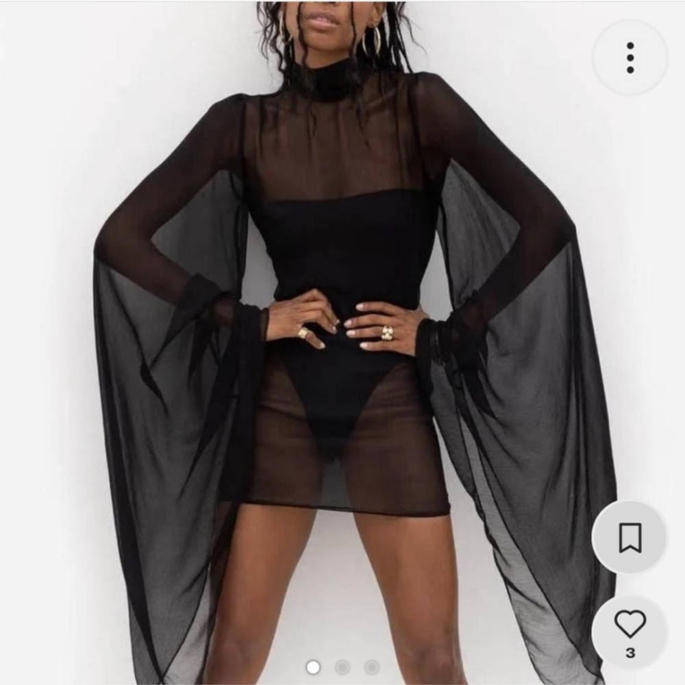 Rat and Boa Sheer Opium Batwing Mesh Mini Dress XS Summer Vacation